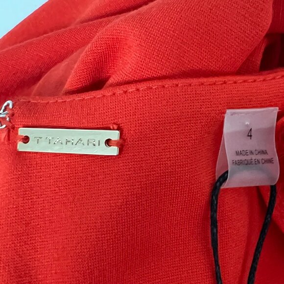 Tahari Womens Sleeveless Sheath Dress Geranium Red Stretch Ponte Knit size 4 - Picture 9 of 13
